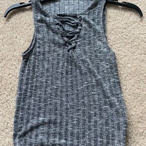 Lace up sweater tank top